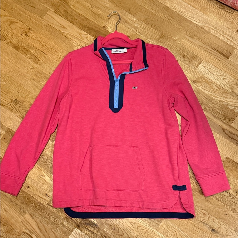 Vineyard Vines Pink Pullover with Navy Trim